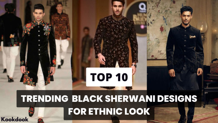 Black Sherwani Designs for a Dazzling Ethnic Look Black Sherwani Designs,Black Sherwani Designs for Ethnic Look,Black Sherwani,Black Sherwani For Groom,Black Velvet Sherwani Design,Designer Black Sherwani,Black and Red Sherwani