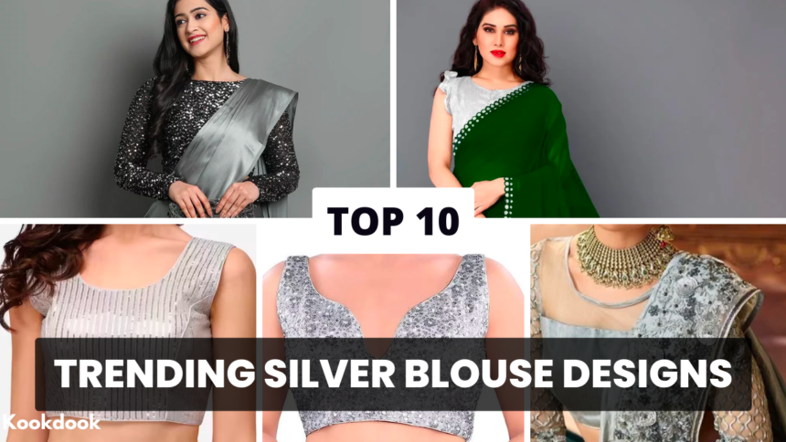 Trending Silver Blouse Designs Silver Blouse Designs,silver blouse,blouse designs,stylish blouse,women's blouse,party blouse